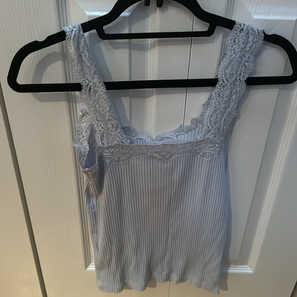 JCREW S Lace Blue Top - Picture 2 of 2